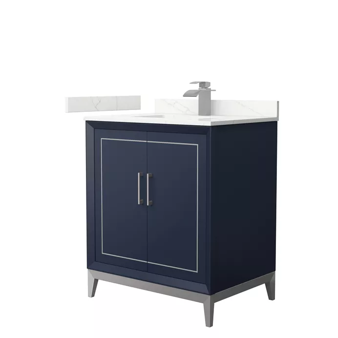 Marlena 30" Single Vanity with optional Quartz or Carrara Marble Counter - Dark Blue WC-5151-30-SGL-VAN-BLU_