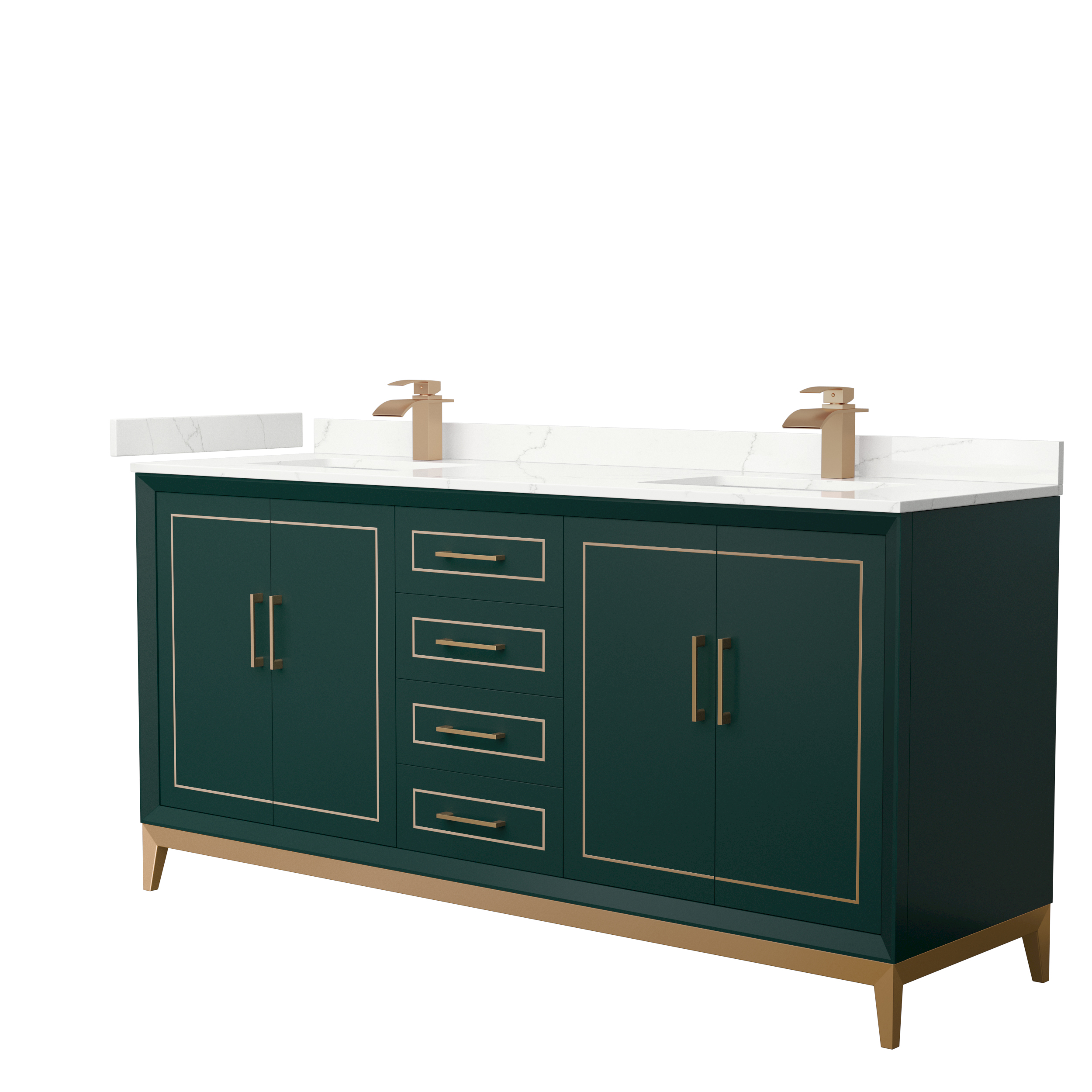 marlena 72" double vanity with optional quartz or carrara marble counter - green