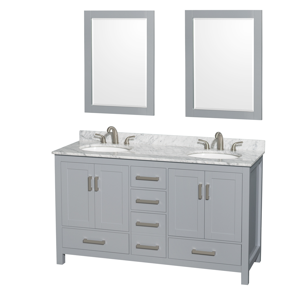 Sheffield 60" Double Bathroom Vanity by Wyndham Collection - Gray WC-1414-60-DBL-VAN-GRY