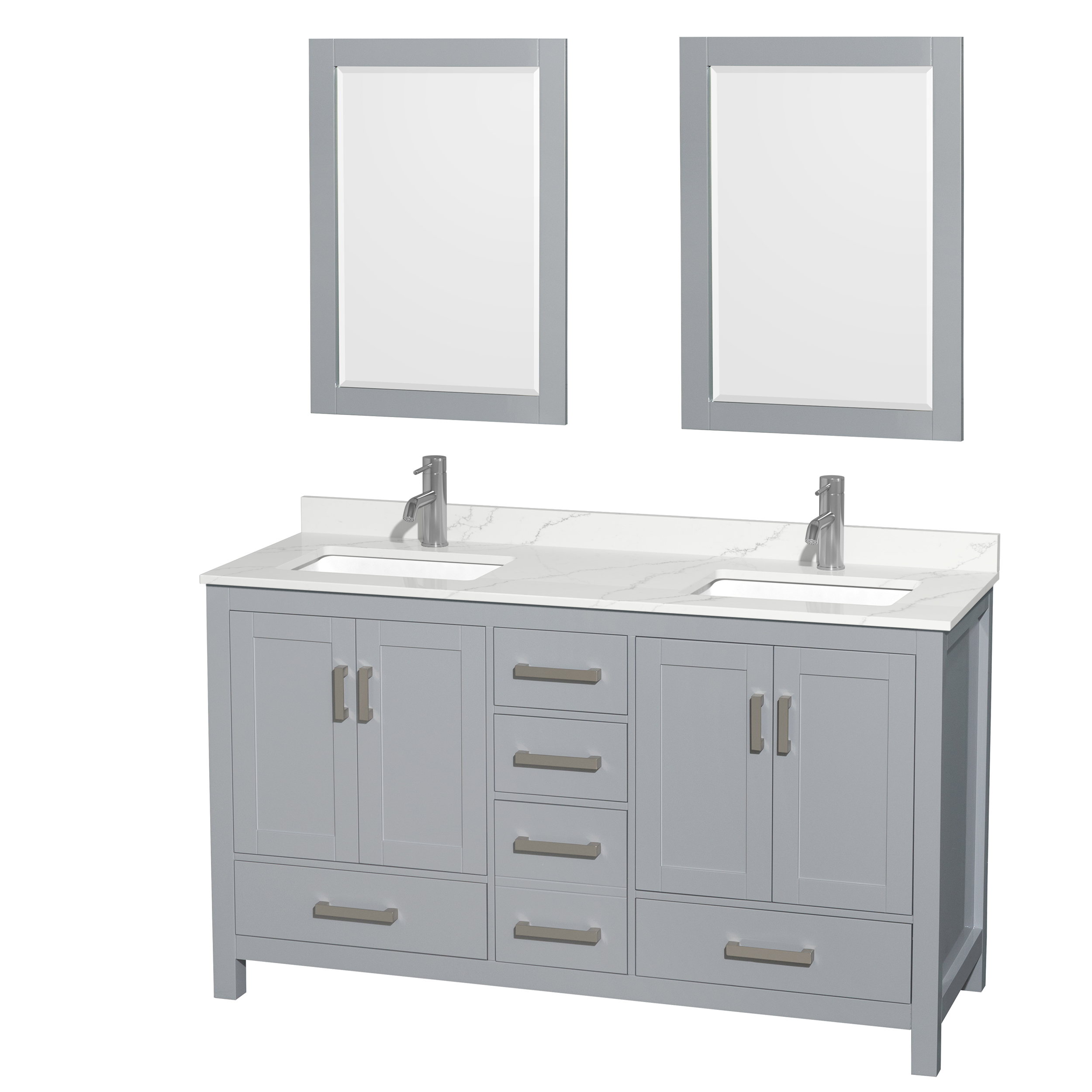 Sheffield 60" Double Bathroom Vanity by Wyndham Collection - Gray WC-1414-60-DBL-VAN-GRY-