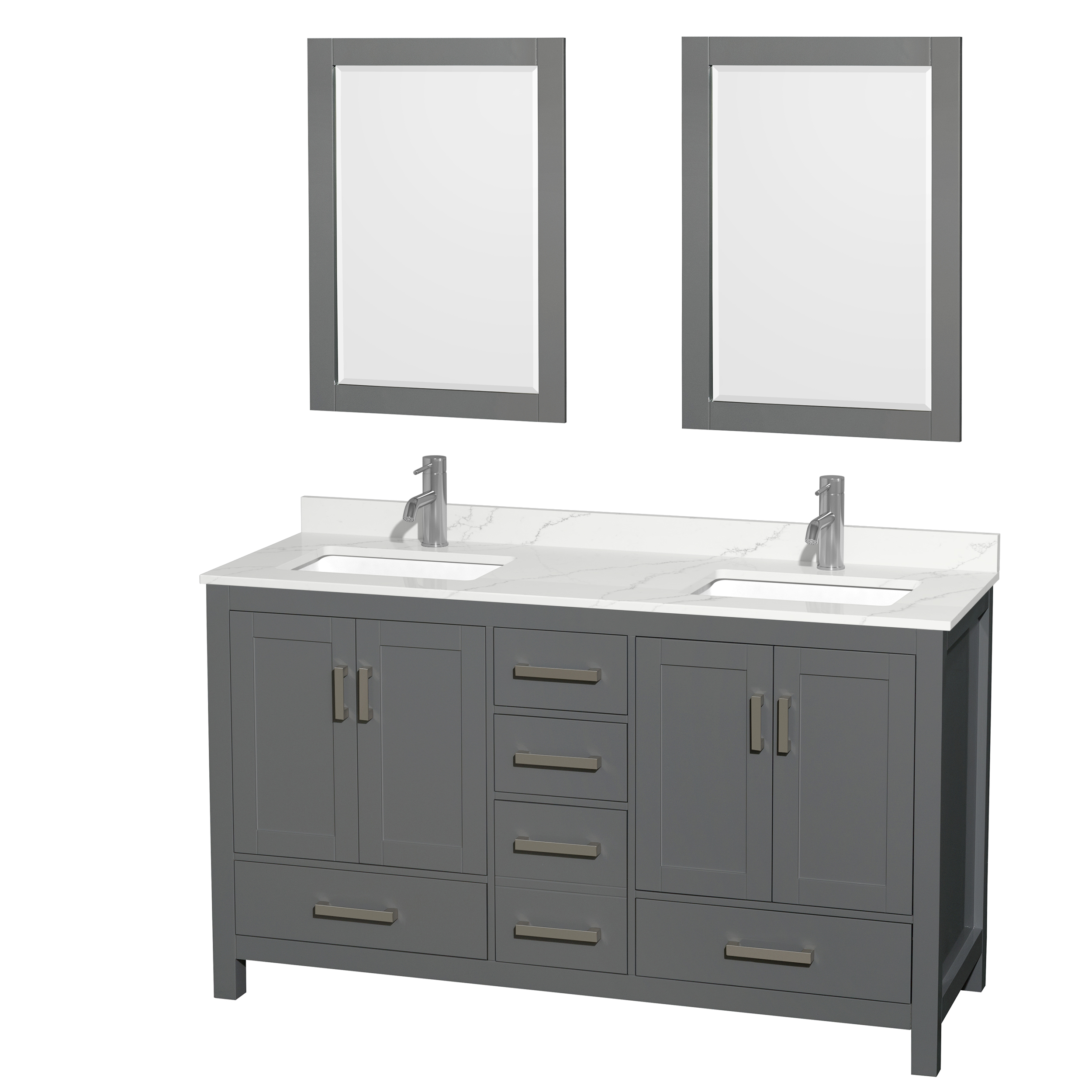 sheffield 60" double bathroom vanity by wyndham collection - dark gray