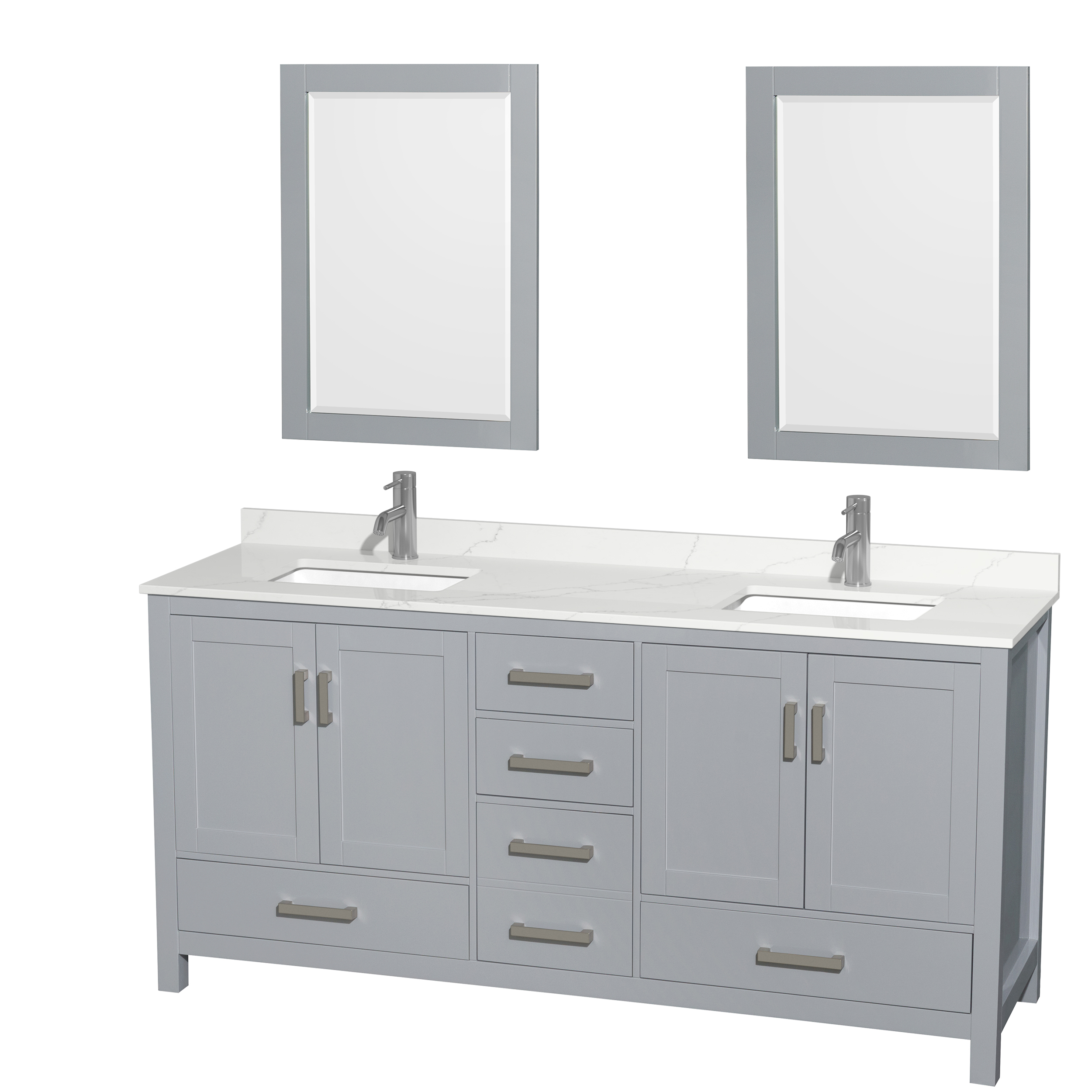 Sheffield 72" Double Bathroom Vanity by Wyndham Collection - Gray WC-1414-72-DBL-VAN-GRY-
