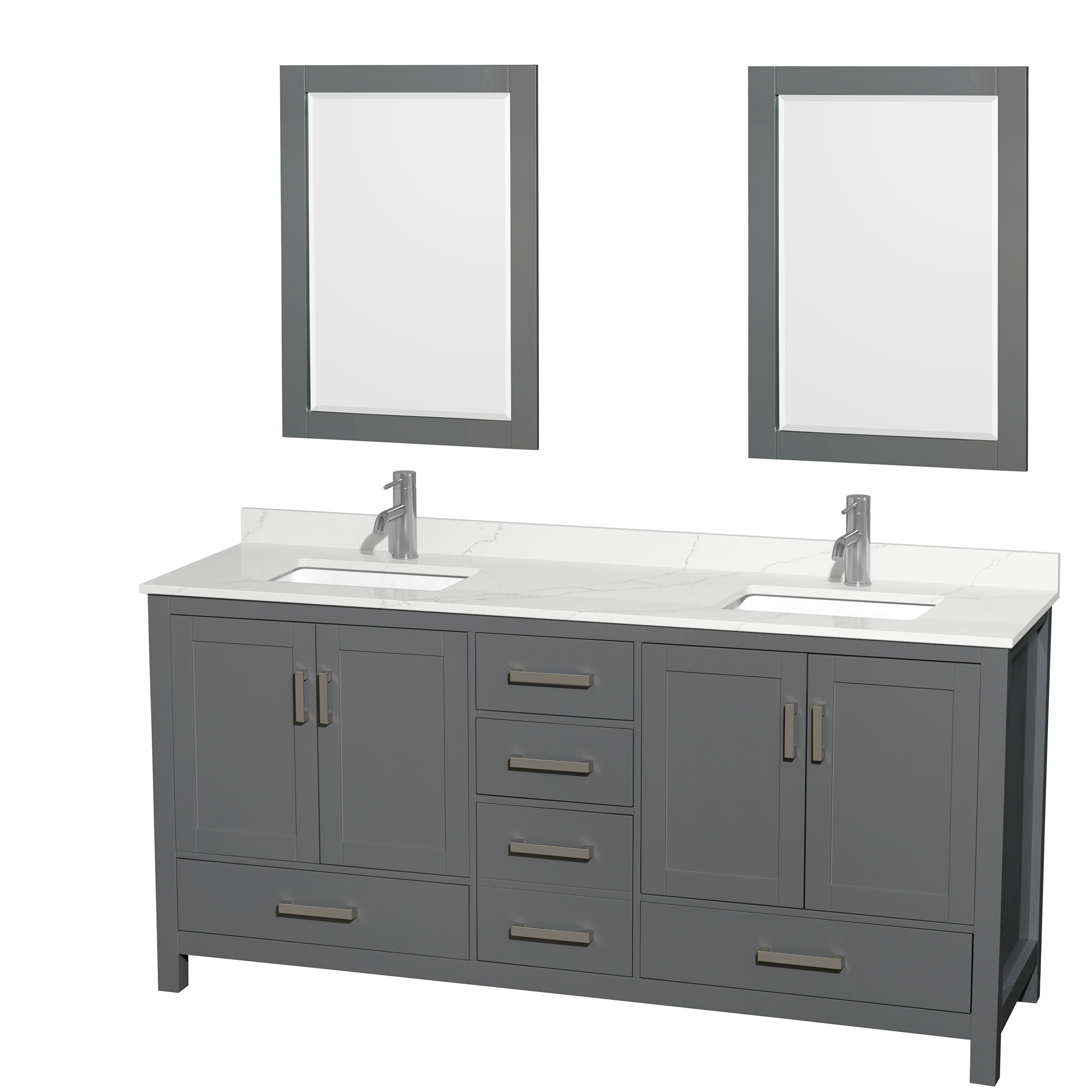 sheffield 72" double bathroom vanity by wyndham collection - dark gray