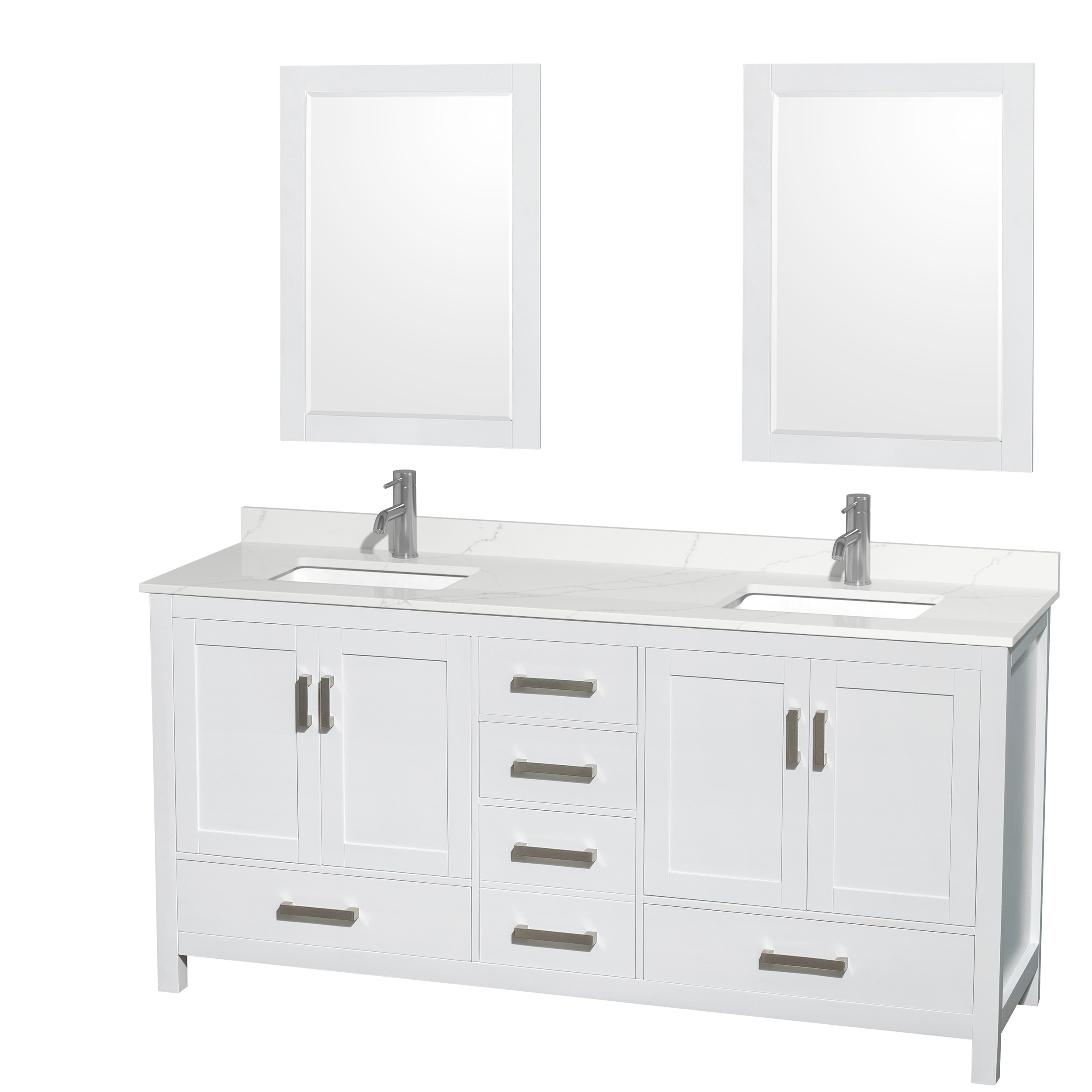 Sheffield 72" Double Bathroom Vanity by Wyndham Collection - White WC-1414-72-DBL-VAN-WHT-
