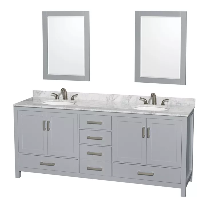 Sheffield 80" Double Bathroom Vanity by Wyndham Collection - Gray WC-1414-80-DBL-VAN-GRY