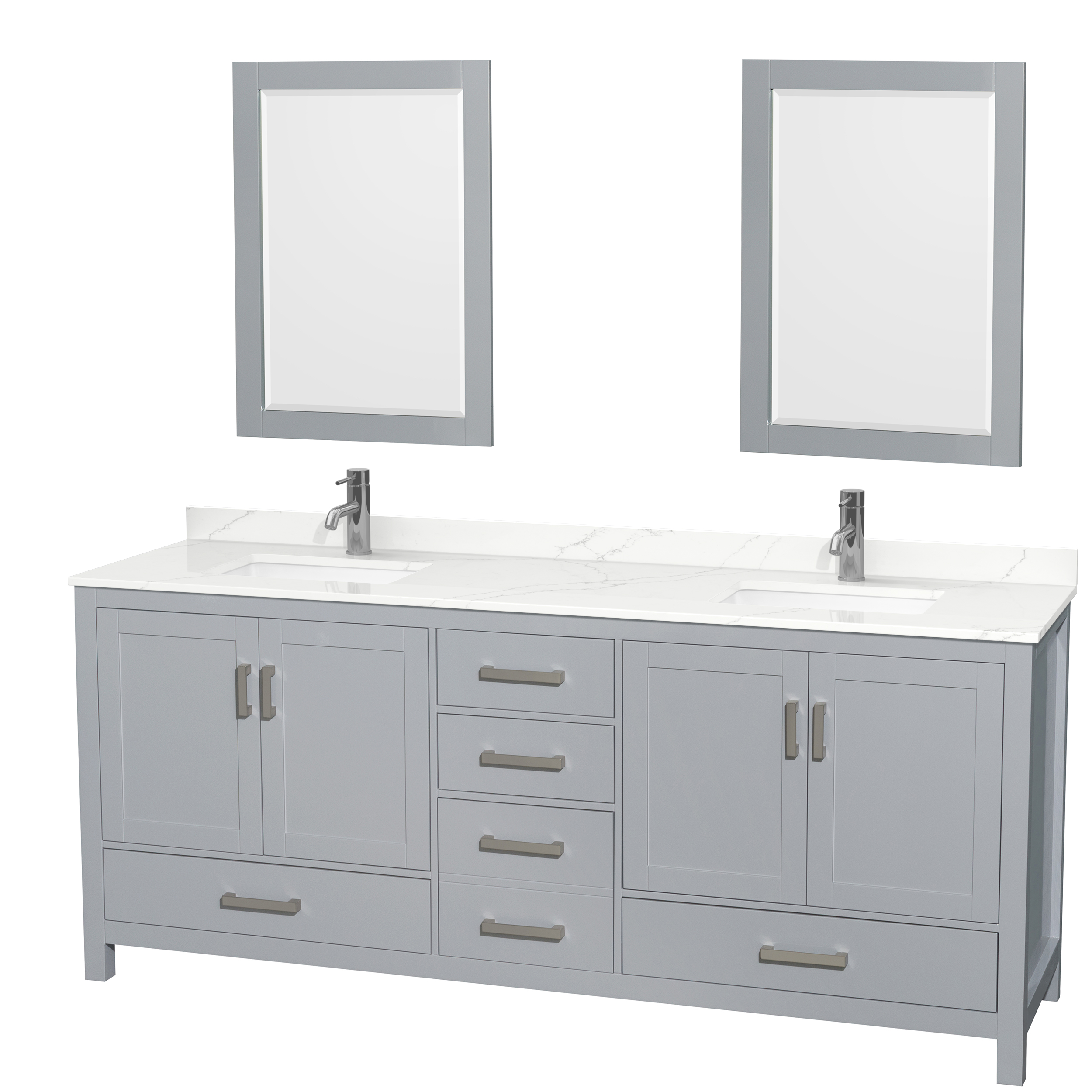 sheffield 80" double bathroom vanity by wyndham collection - gray