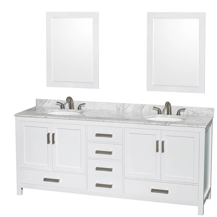 Sheffield 80" Double Bathroom Vanity by Wyndham Collection - White WC-1414-80-DBL-VAN-WHT