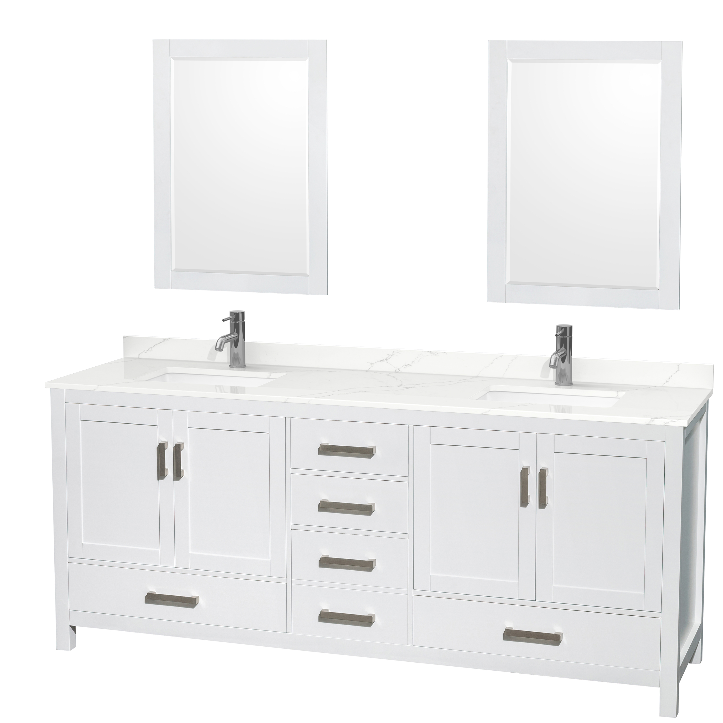 sheffield 80" double bathroom vanity by wyndham collection - white