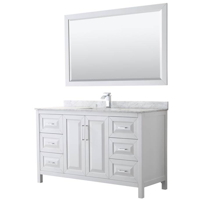 Daria 60" Single Bathroom Vanity by Wyndham Collection - White WC-2525-60-SGL-VAN-WHT