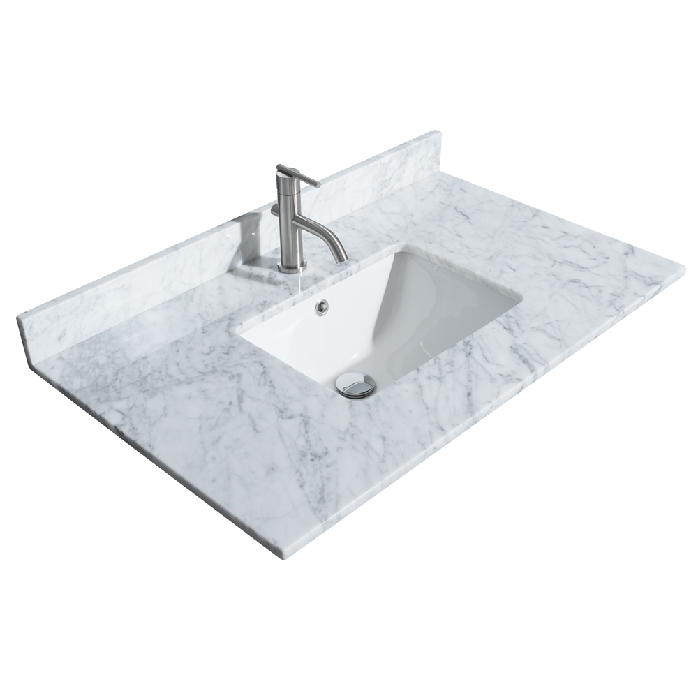 36" single countertop -white carrara marble with undermount square sink