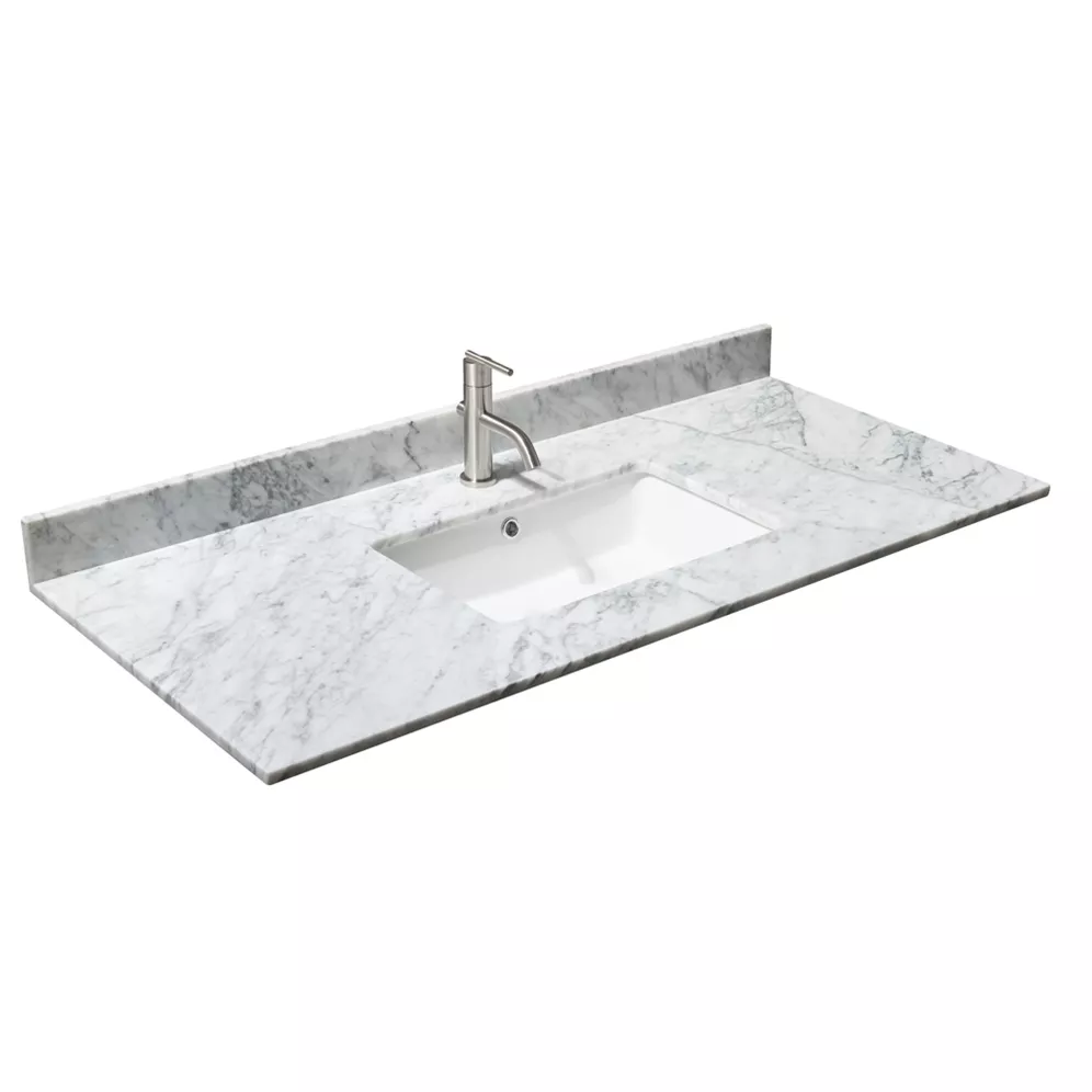 48" single countertop -white carrara marble with undermount square sink